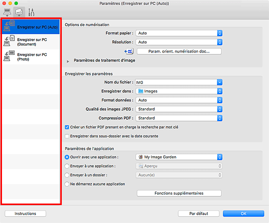 figure : boîte de dialogue Paramètres